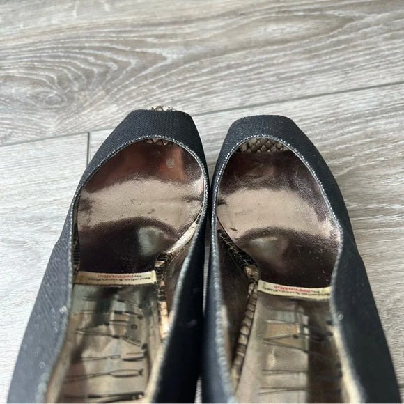 Pepe Marni Snakeskin Fabric Mixed Peep Toe Platform  Pumps - Picture 12 of 14